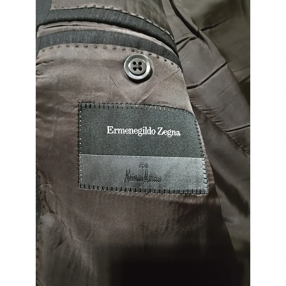 Ermenegildo Zegna Milano Trofeo 56L Dark Brown Stripe Wool Sport Coat